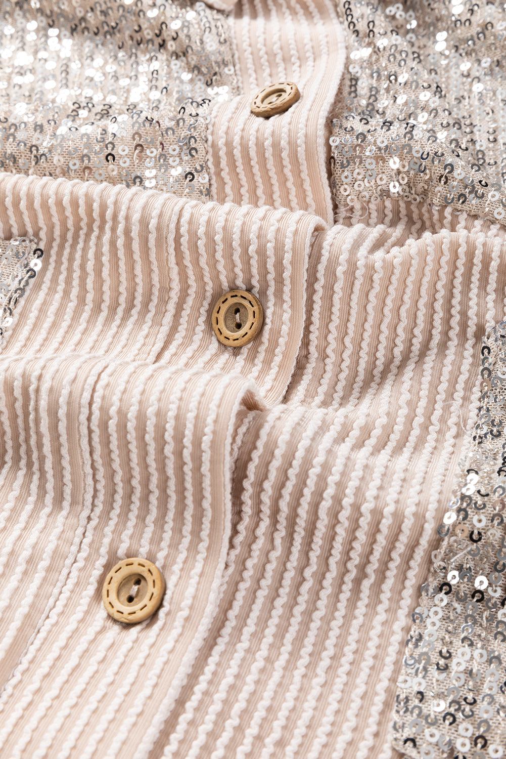 Beige Corded Sequin Shacket