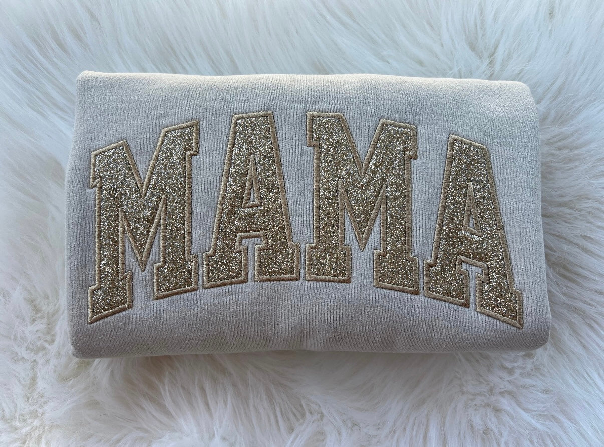 Mama Glitter Appliqué Sweatshirt