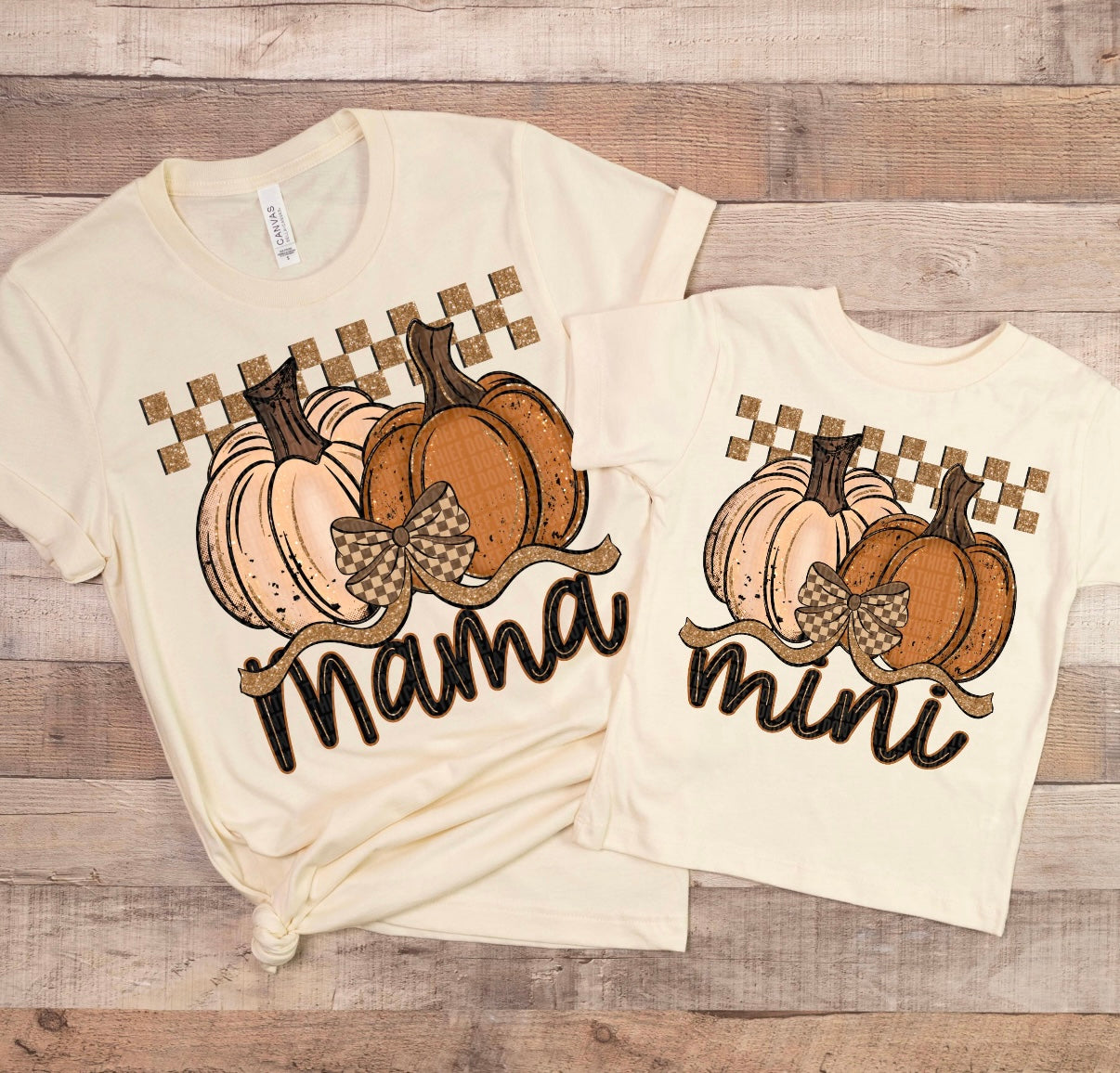 Mama | Mini Pumpkin Checkered Bow
