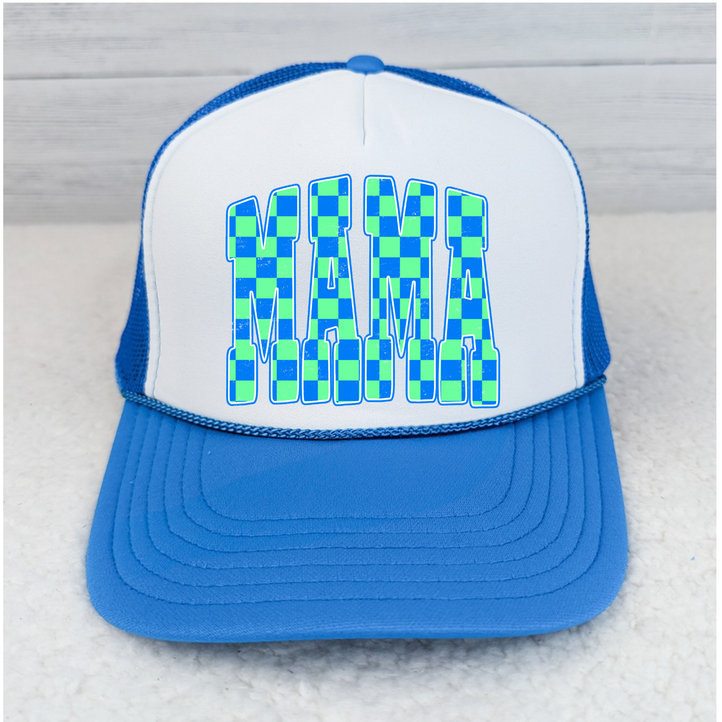 Neon Mama Checkered Trucker Hat