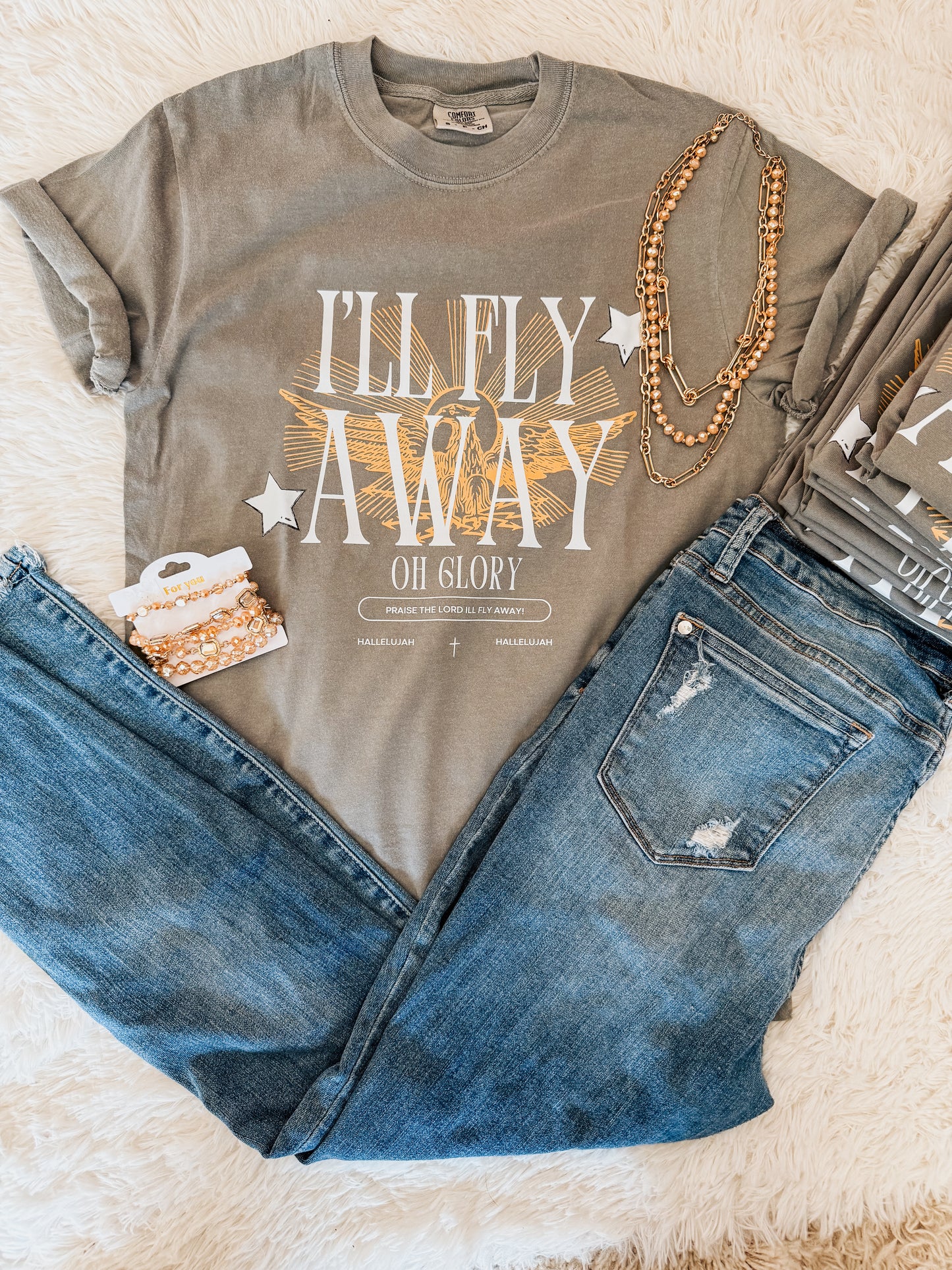 I’ll fly away oh glory graphic tee
