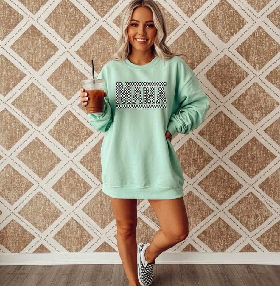 Mama checkered crewneck sweatshirt