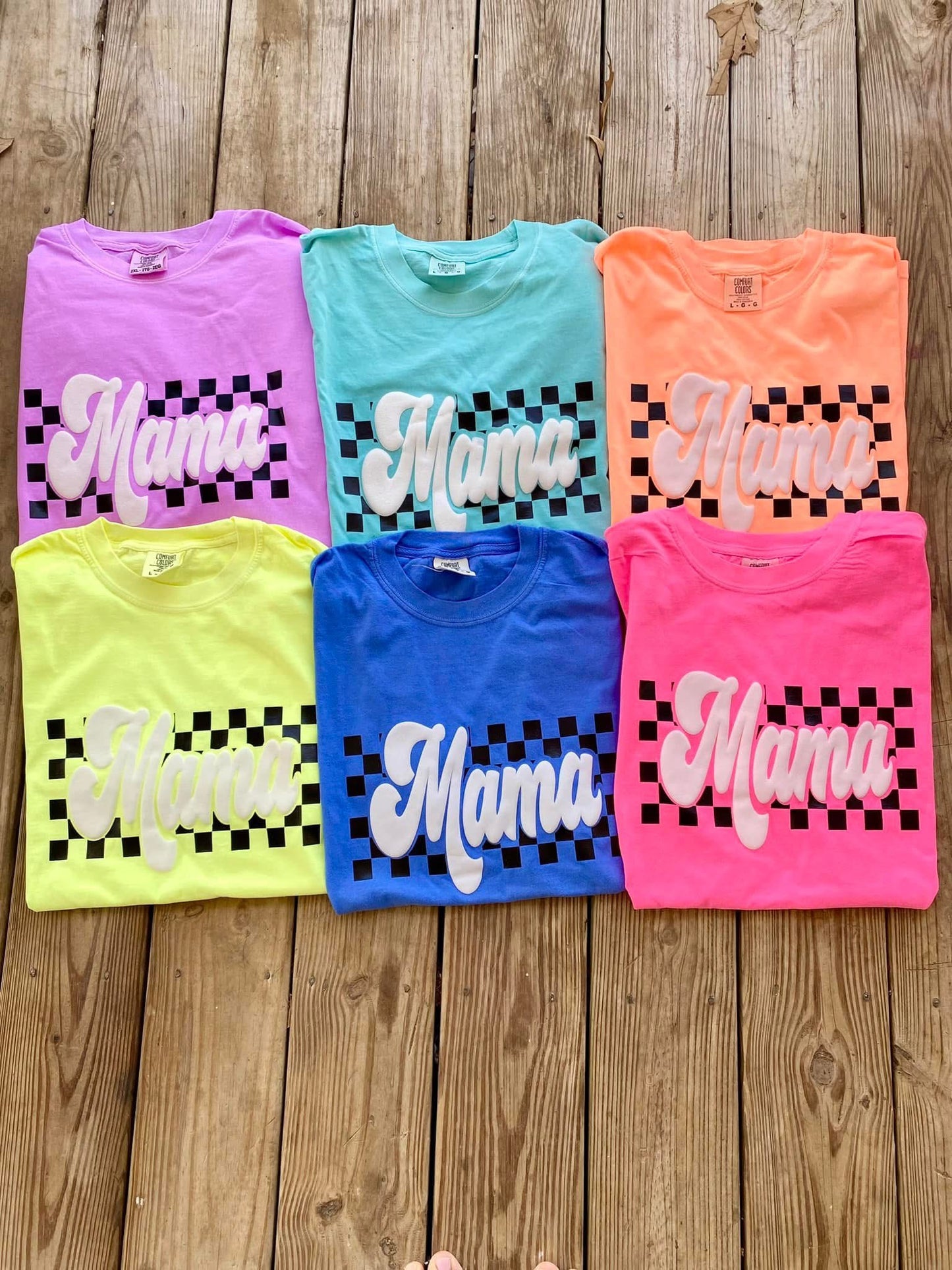 Neon Checkered Mama + Checkered graphic Tee