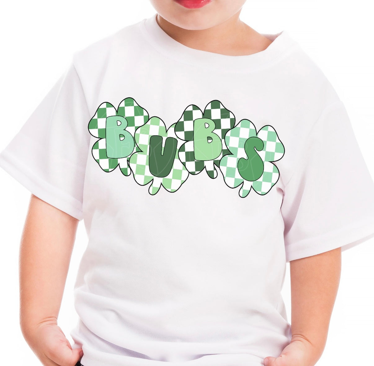 Bubs checkered shamrock graphic tee
