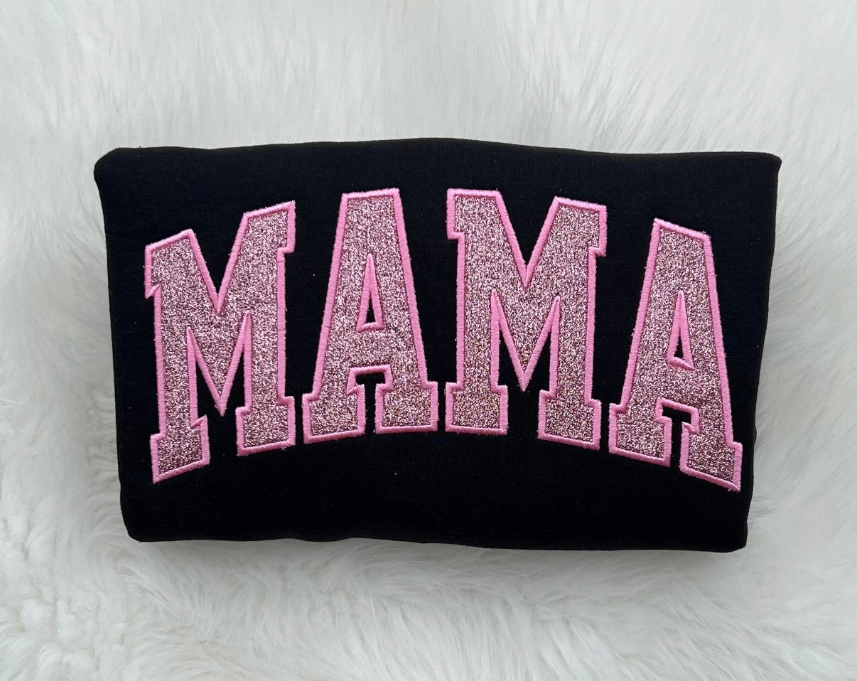 Mama Glitter Appliqué Sweatshirt