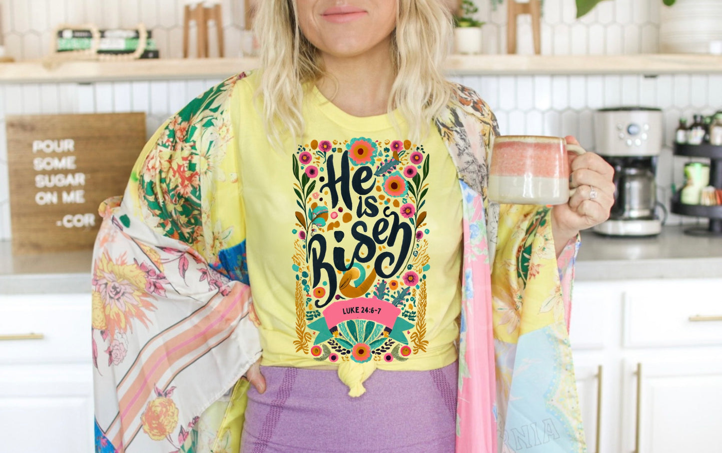 He is Risen floral graphic tee