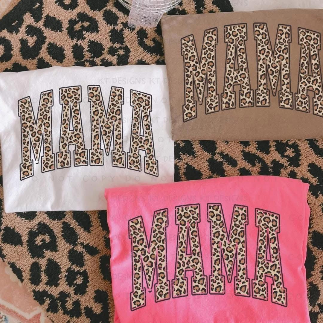 MAMA leopard Varsity graphic tee