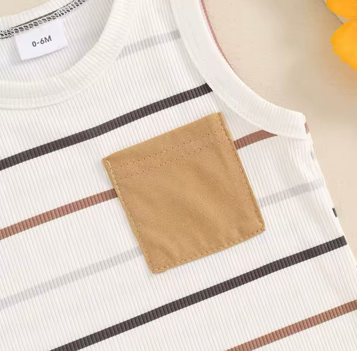Neutral stripes boy tank set