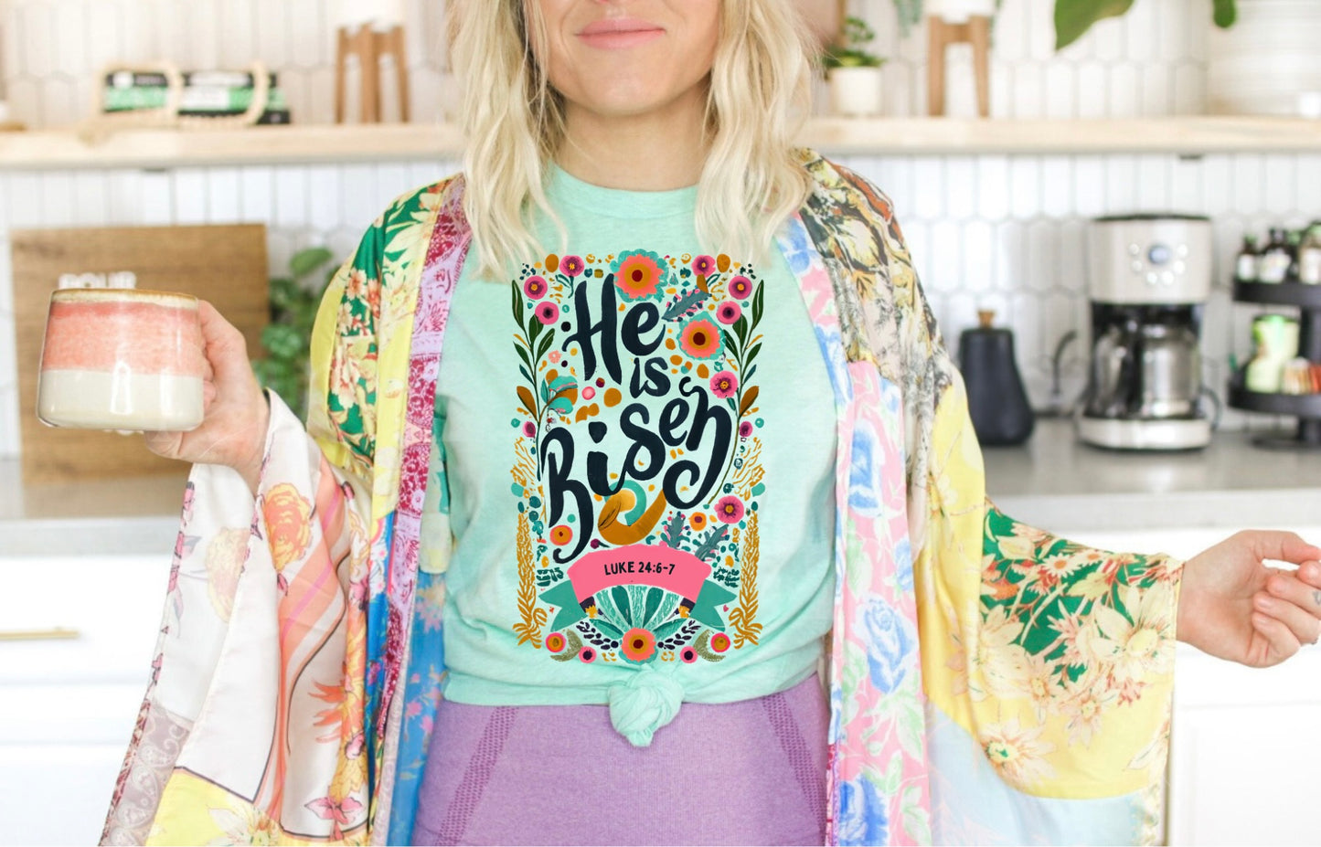 He is Risen floral graphic tee