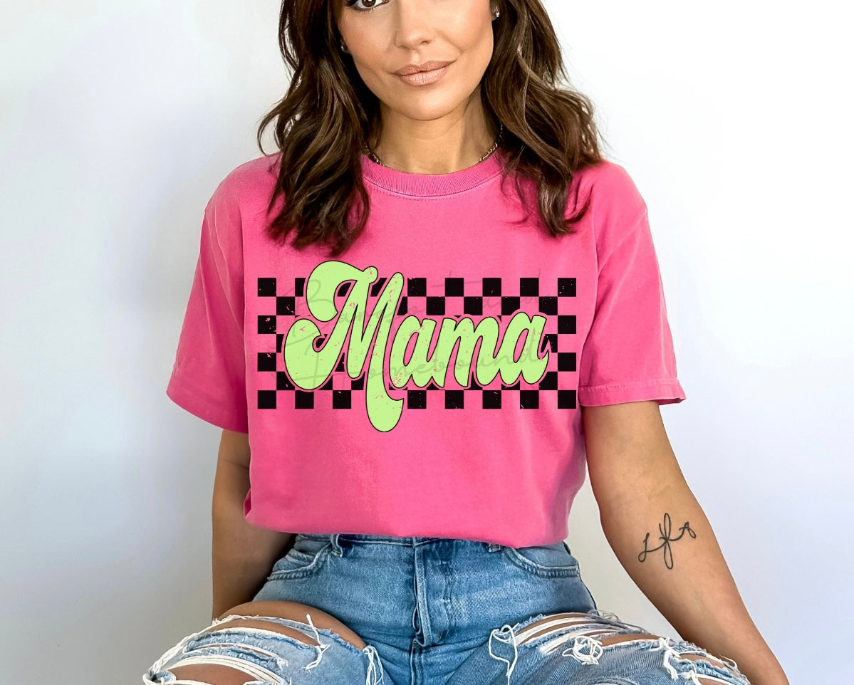 Lime Mama Checkered Graphic Tee