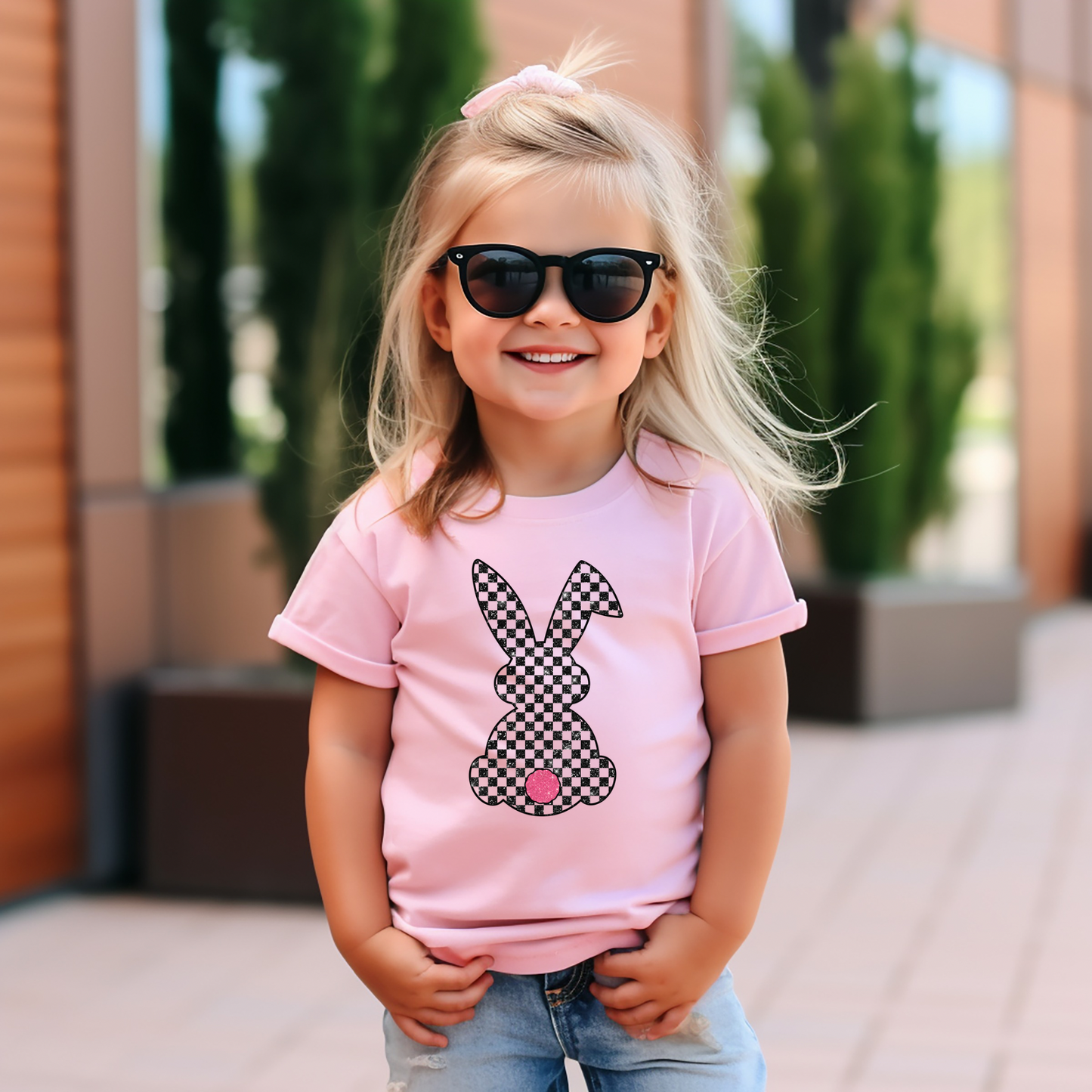 Checkered Bunny Graphic Tee