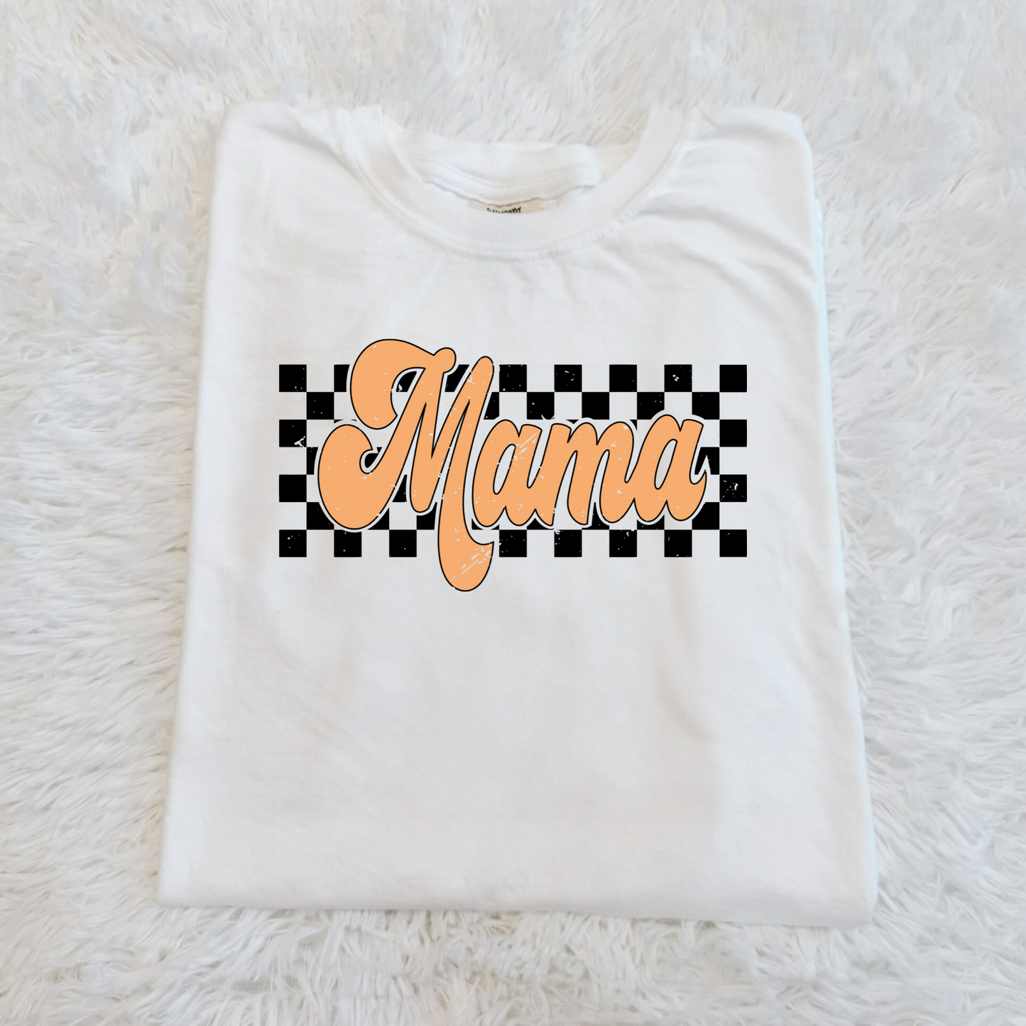 Orange Mama checkered graphic