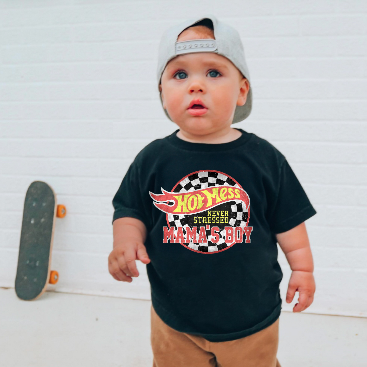 Hot Mess Never Stressed Mamas Boy graphic tee
