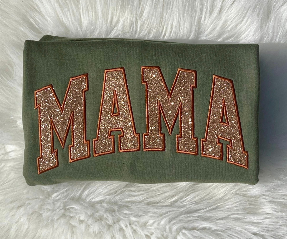 Mama Glitter Appliqué Sweatshirt
