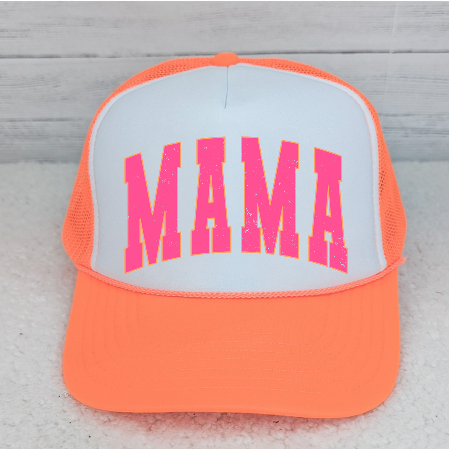 MAMA neon pink + neon coral trucker