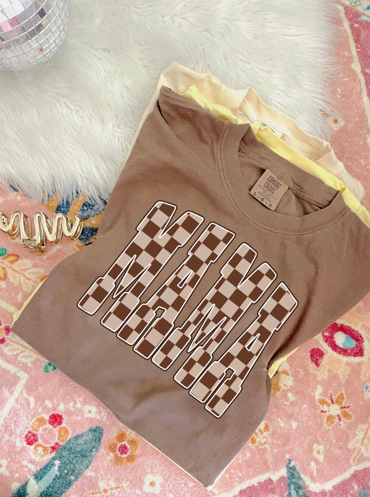 Chocolate Checkered Mama Tee