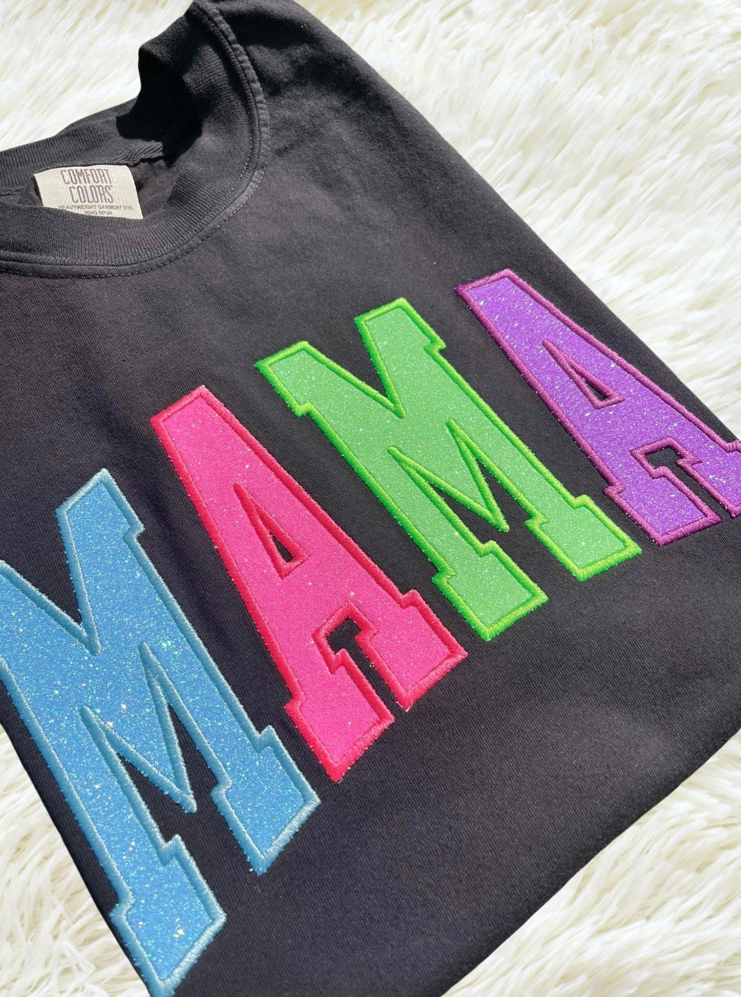 Custom Glitter Appliqué comfort colors tee