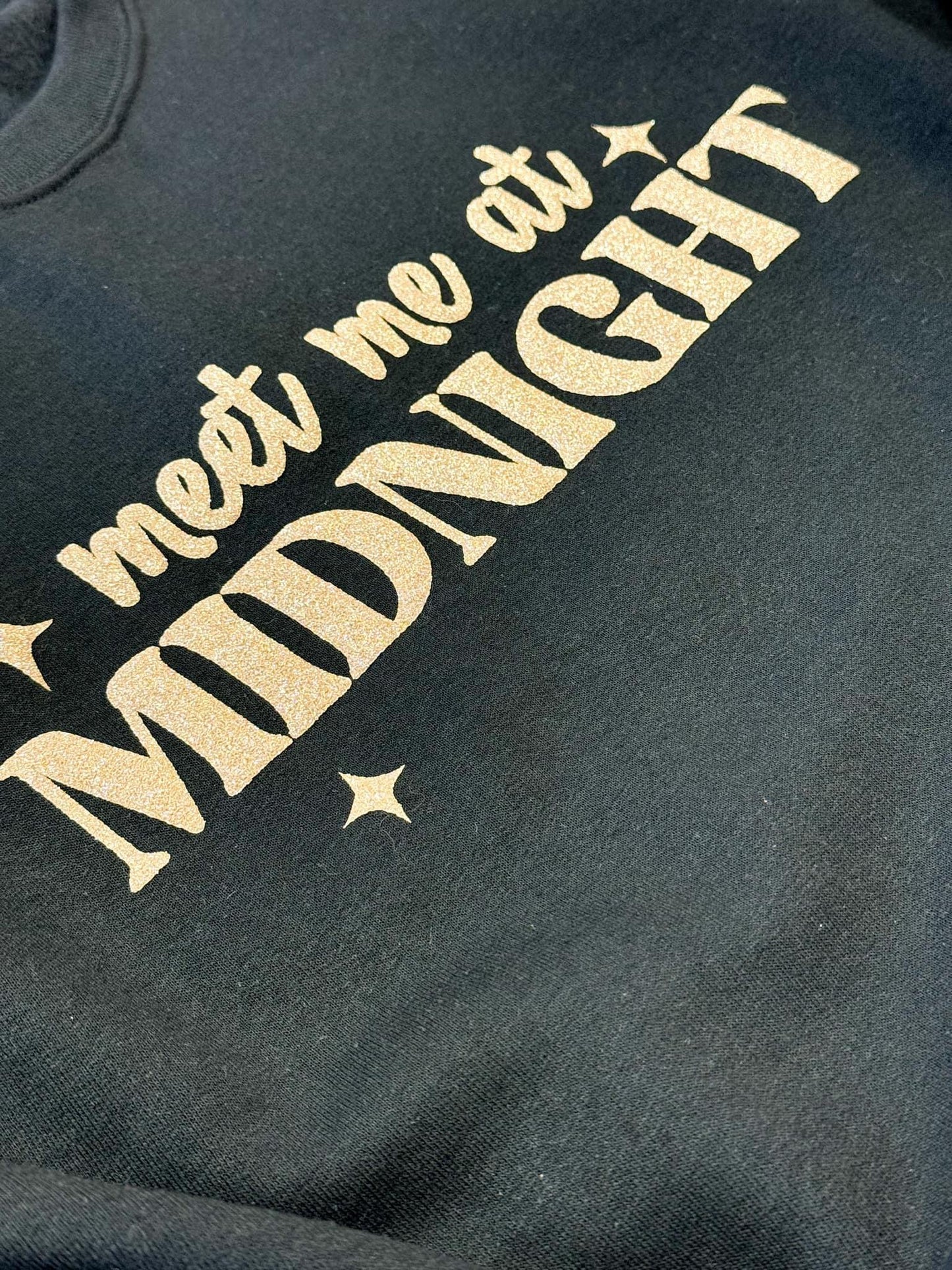 Meet me at Midnight champagne Glitter puff crewneck sweatshirt