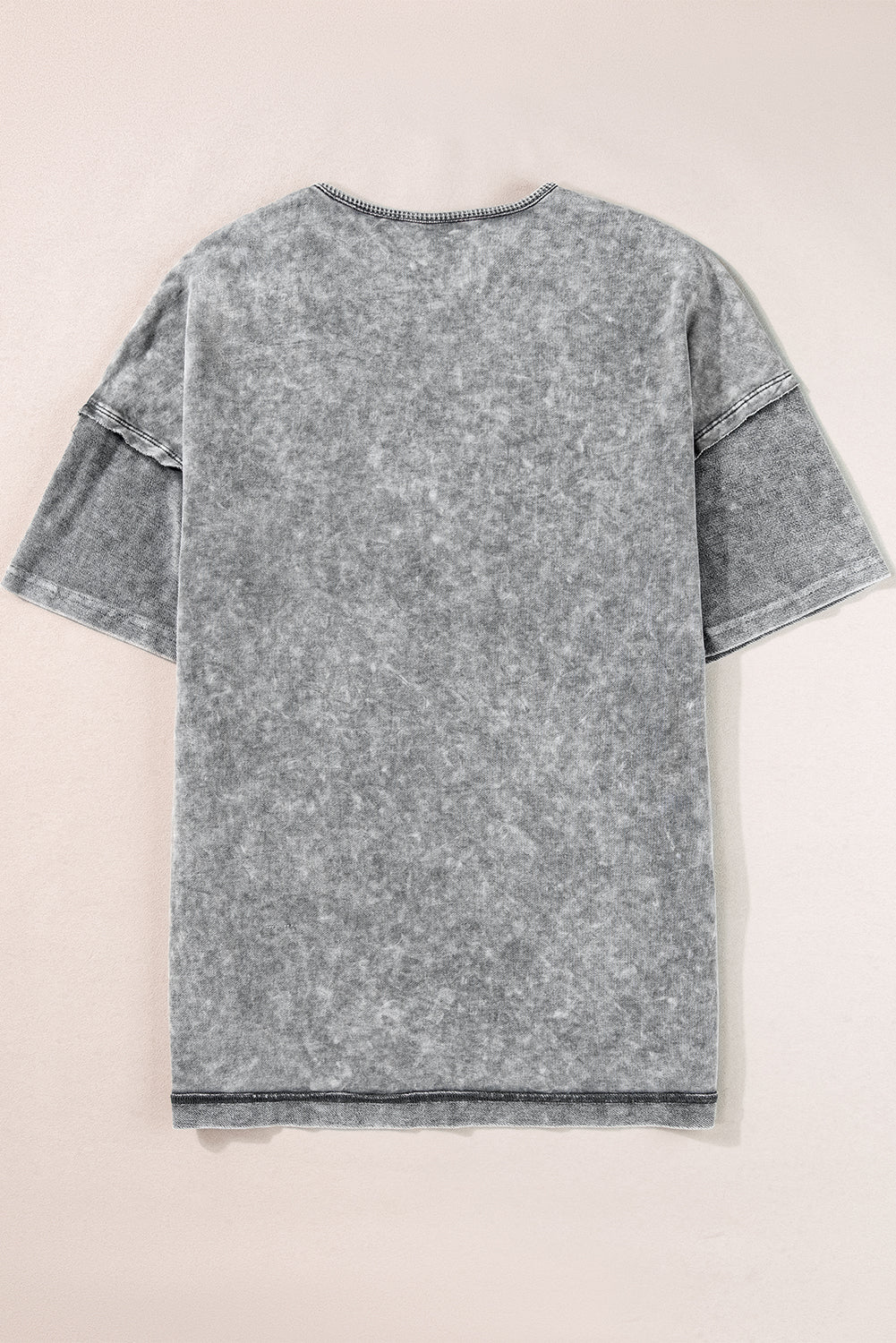 Gray Mineral Wash Exposed Seam Drop Shoulder Oversized Tee