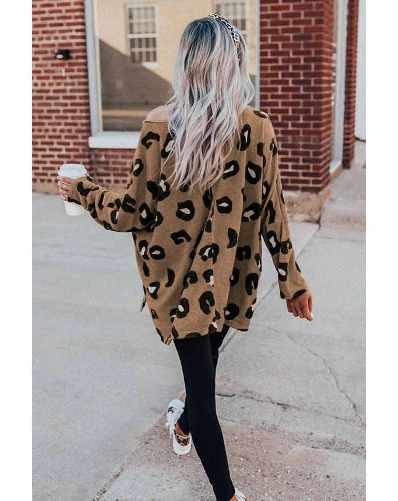 PREORDER Leopard Print Crewneck Loose Sweater