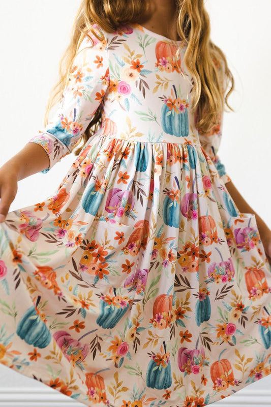 Harvest Blooms 3/4 Twirl Dress