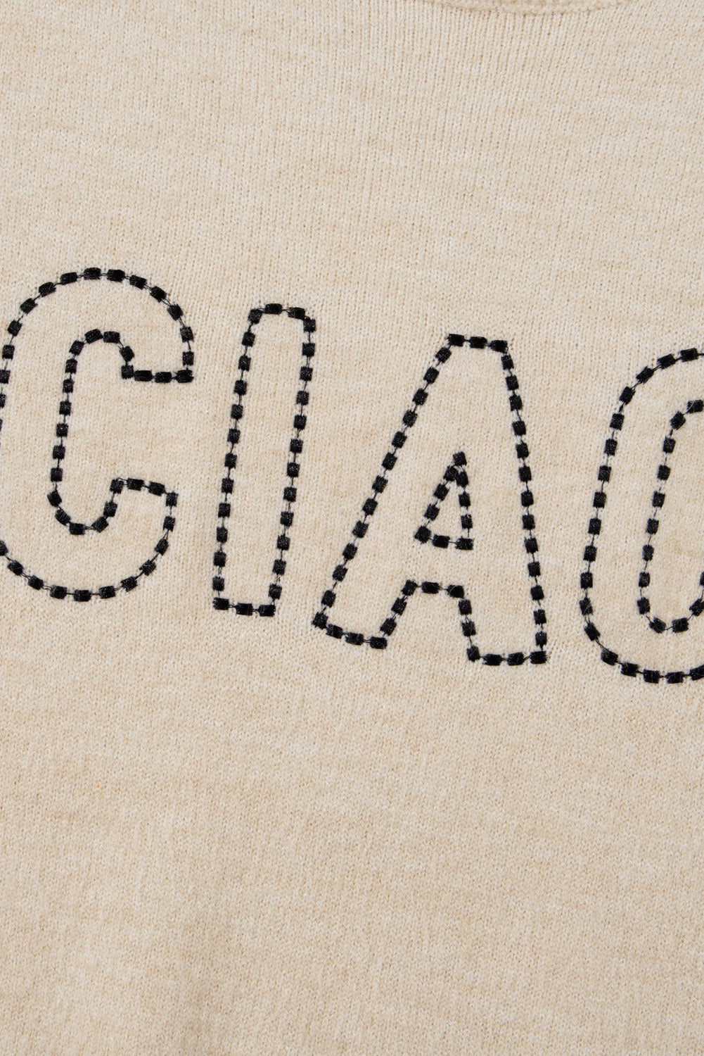 Oatmeal CIAO Letter Graphic Crew Neck Sweater