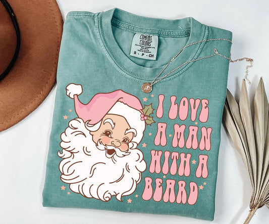 I love a man with a beard Santa graphic tee