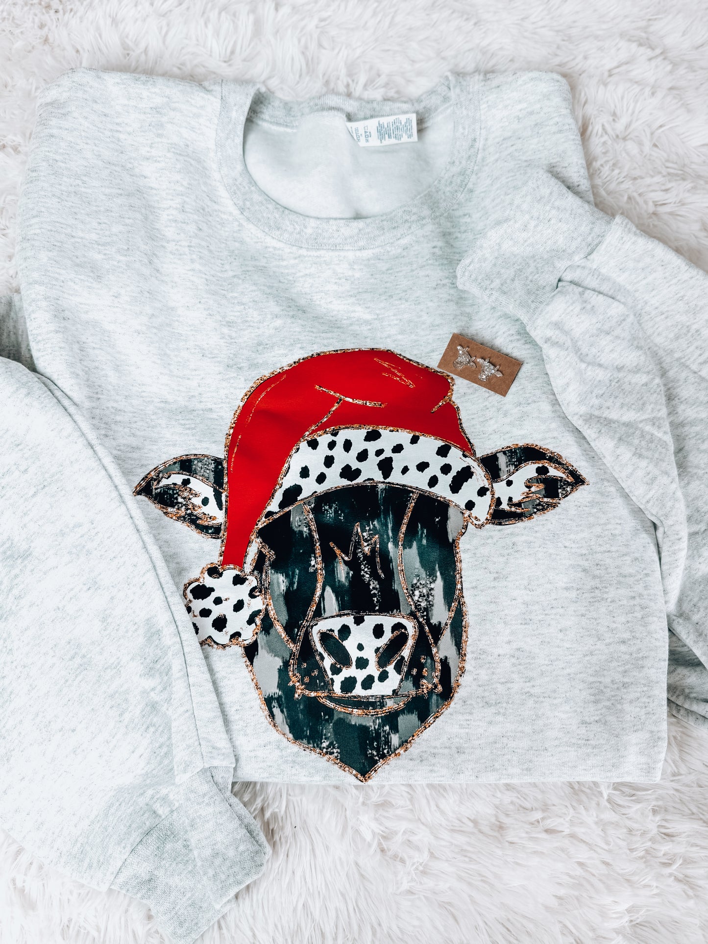 Mooey Christmas Brush Stroke Glitter Sweatshirt