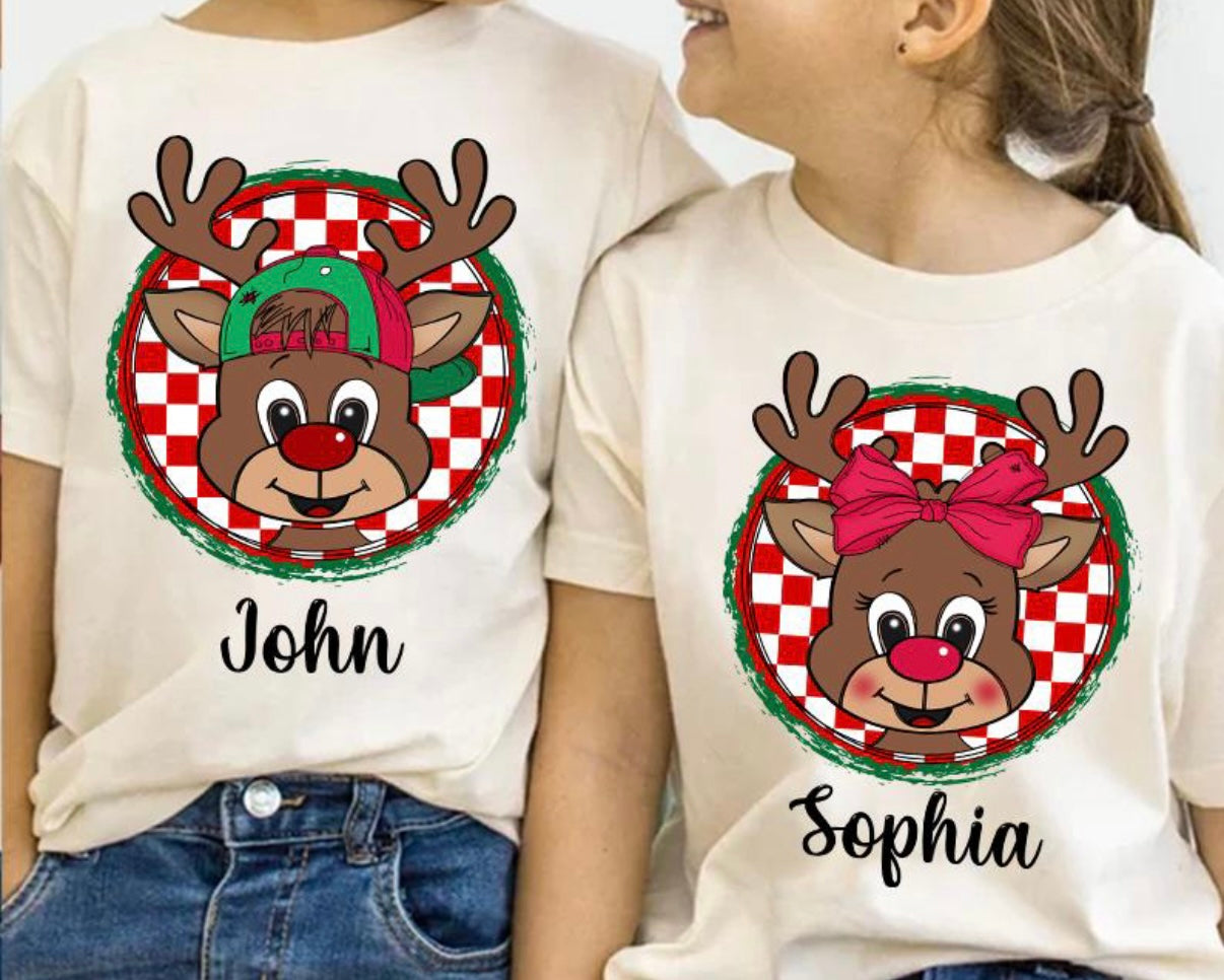 Custom Name Reindeer Tee