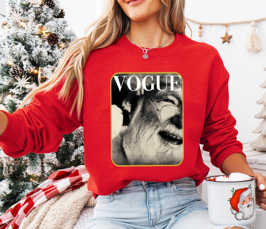 𝒱𝑜𝑔𝓊𝑒 Christmas Santa Crewneck Sweatshirt