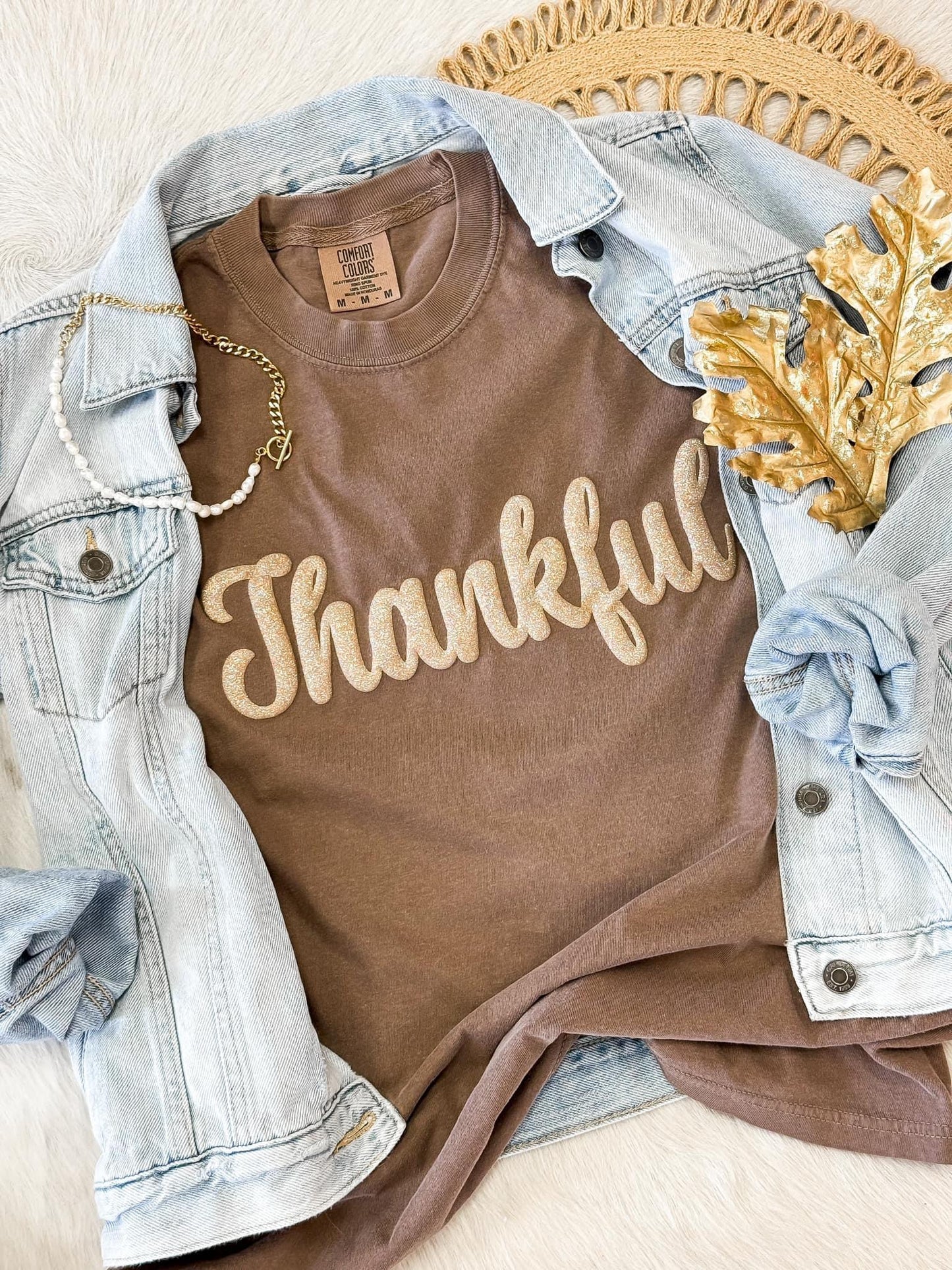 Thankful Glitter Puff 🤎 Tee