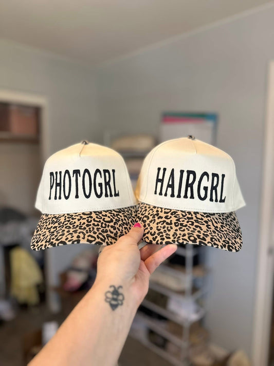 Custom GRL leopard bill hats