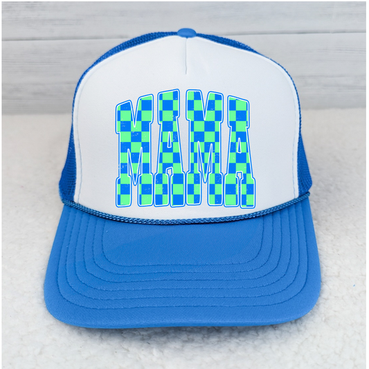Neon Mama Checkered Trucker Hat