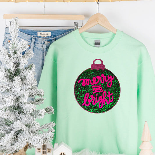 Merry + Bright Sequin Patch Crewneck Sweatshirt