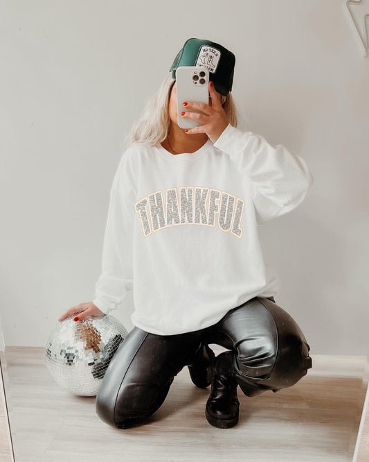 Thankful leopard crewneck sweatshirt