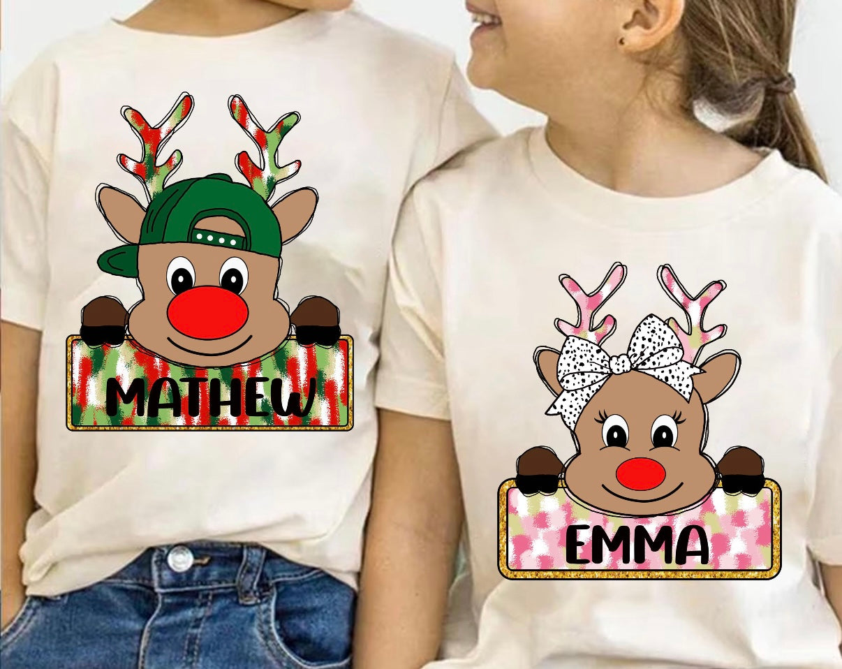 Custom Name Rednose Reindeer Shirts