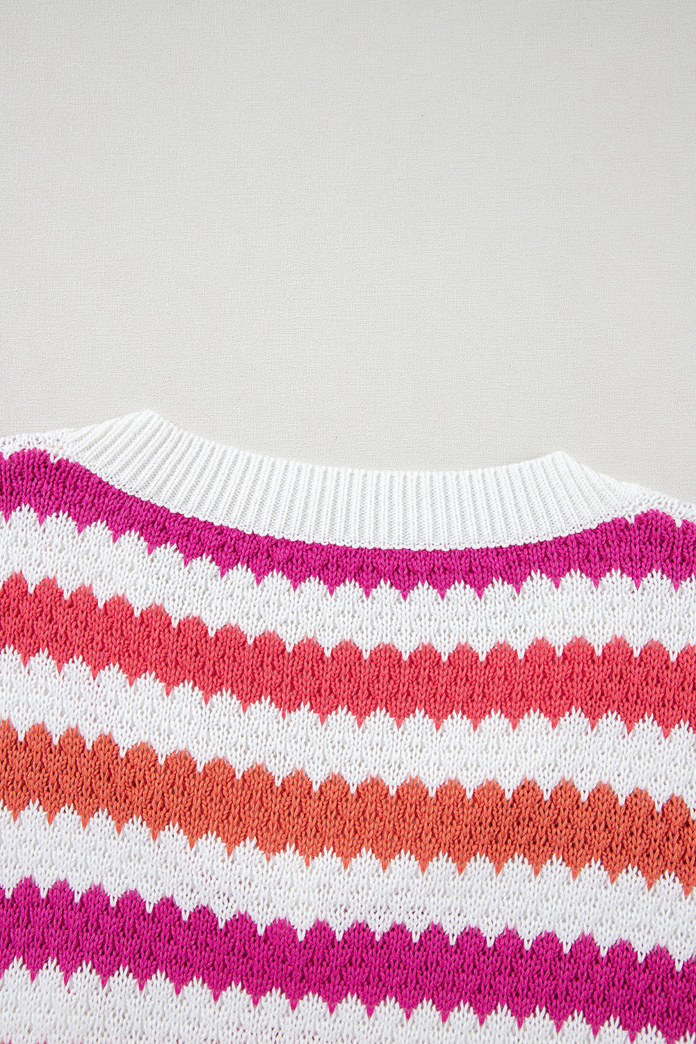 Pink Stripe V Neck Drop Shoulder Plus Size Sweater