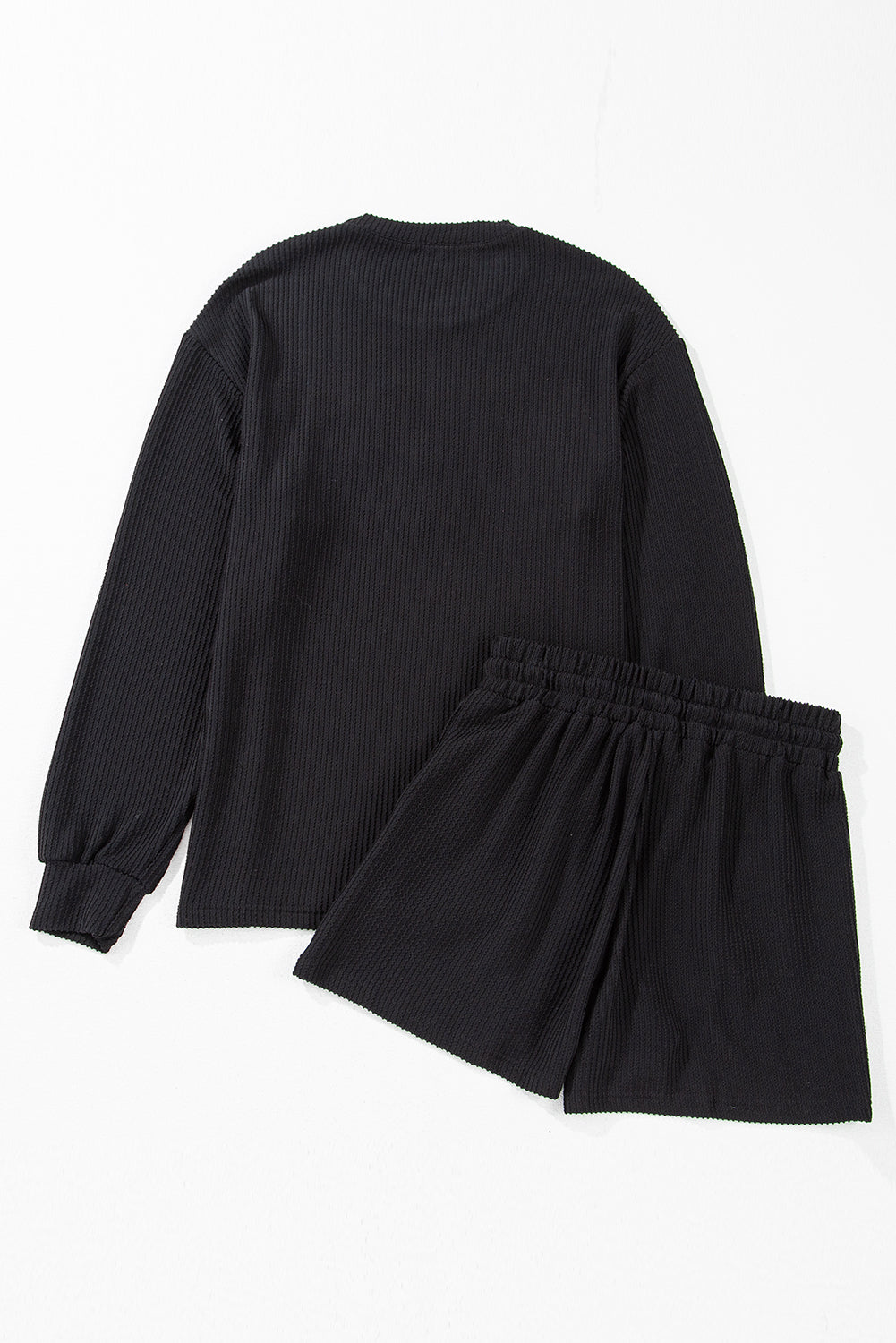 Black Corded MERRY Graphic Long Sleeve Top and Shorts Set