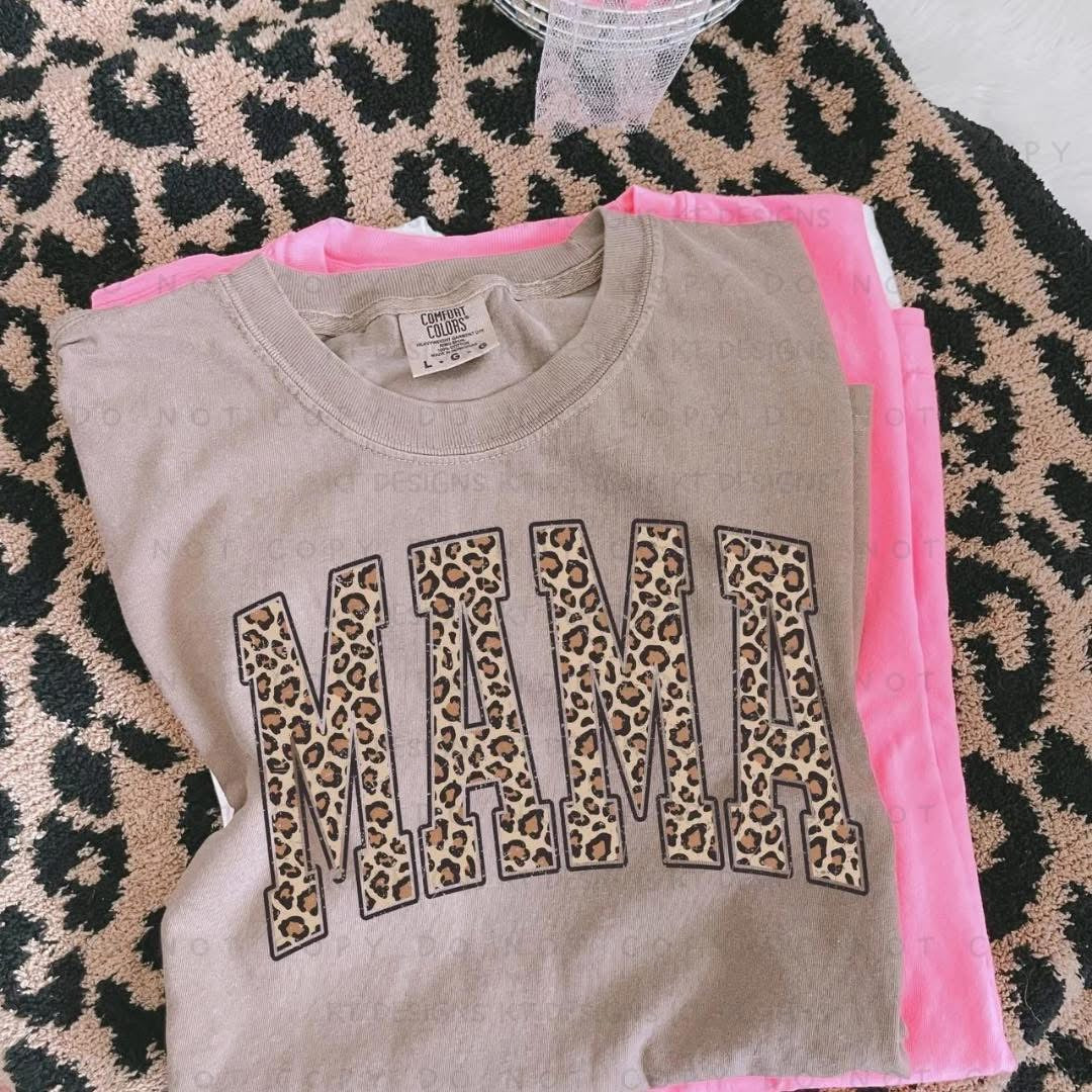 MAMA leopard Varsity graphic tee