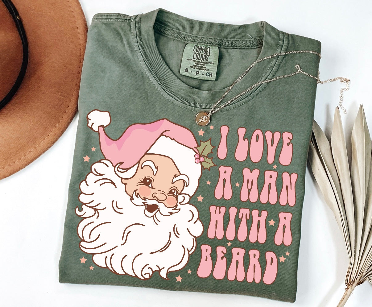 I love a man with a beard Santa graphic tee