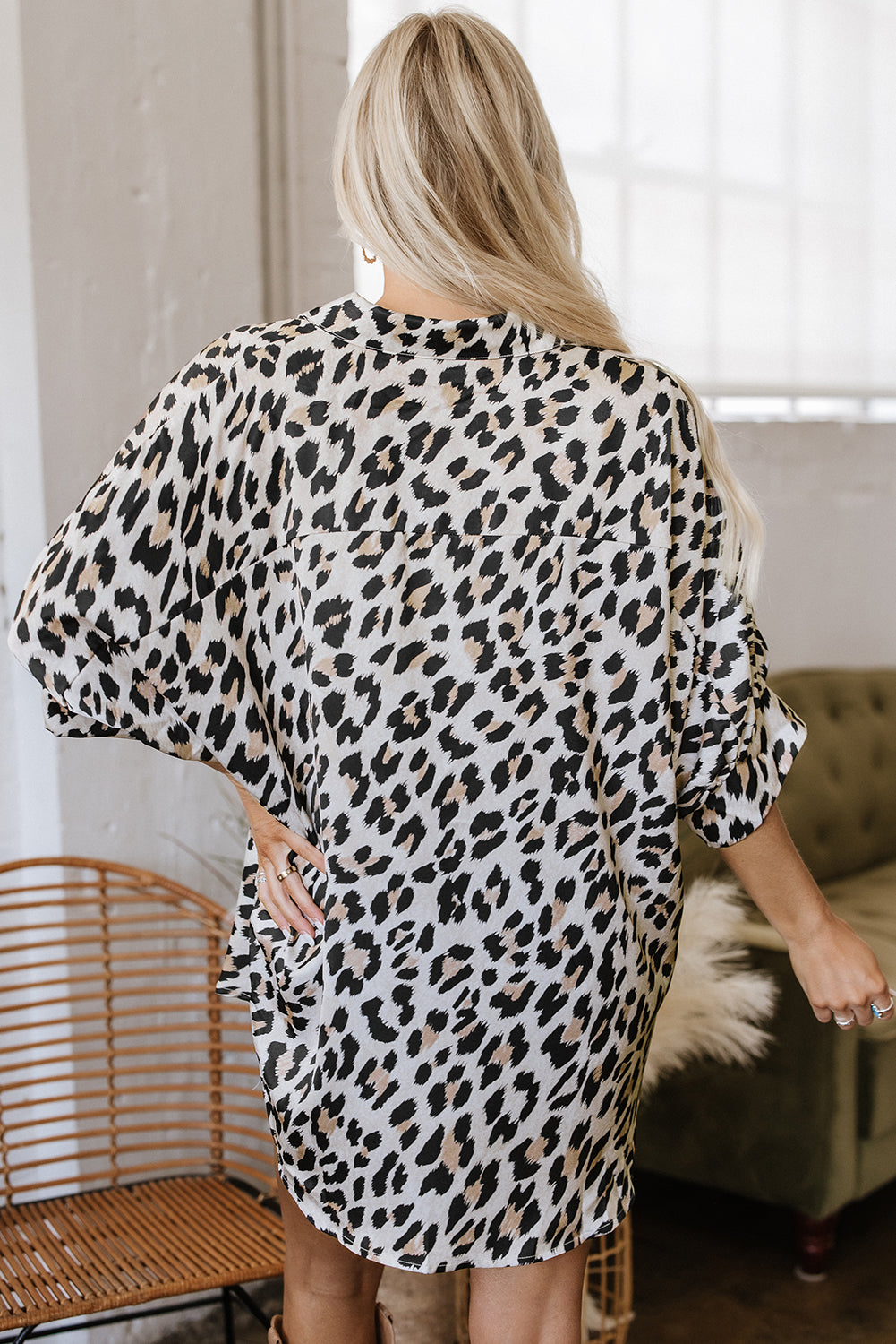 Leopard button down tunic