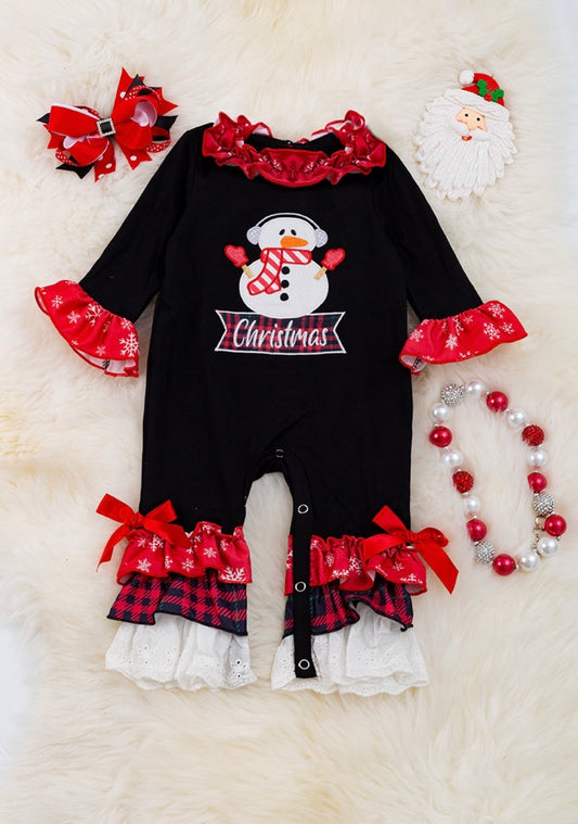 Snowman Ruffle Romper