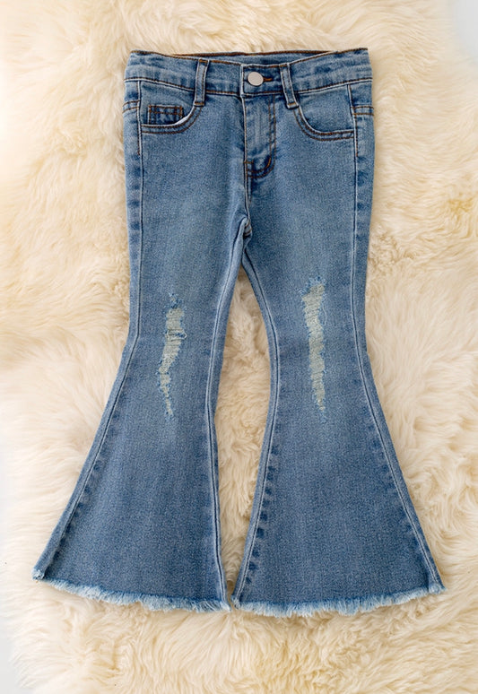 Distressed Blue Denim Bells