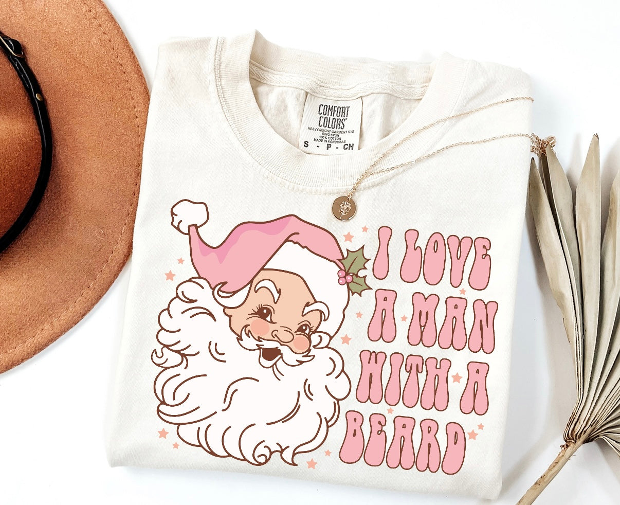 I love a man with a beard Santa graphic tee