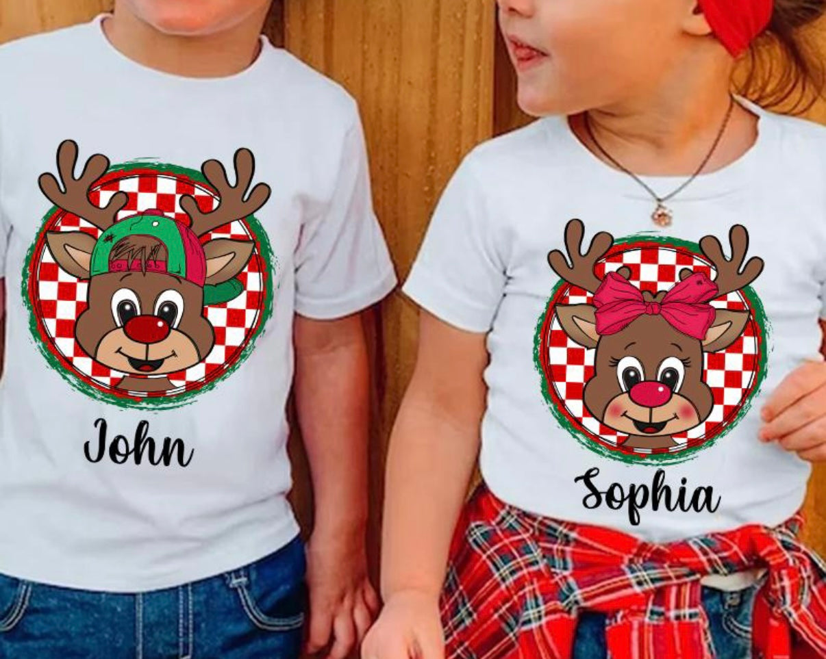 Custom Name Reindeer Tee