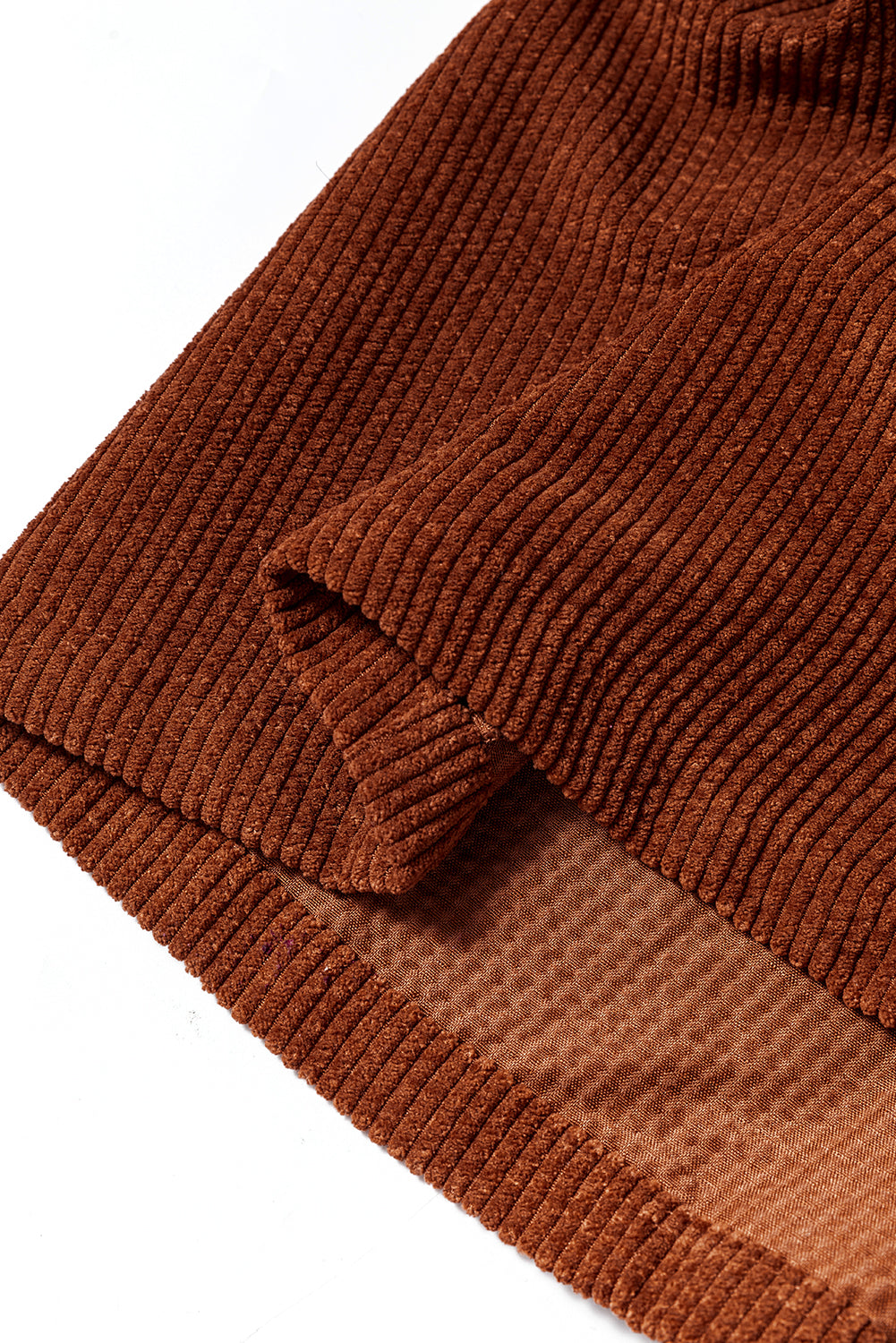 Coffee Textured Corduroy Puff Sleeve Shacket