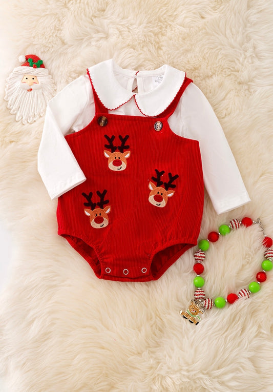 Reindeer Corduroy Romper