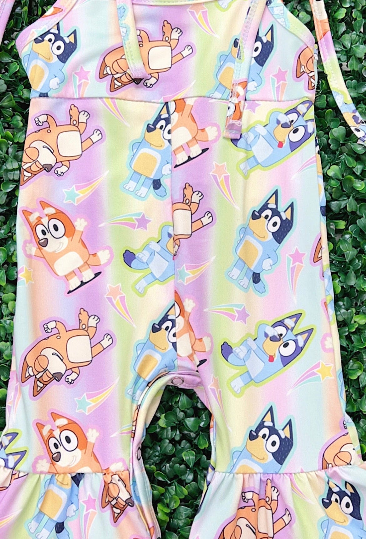 Rainbow Retro Dogs Bells Romper