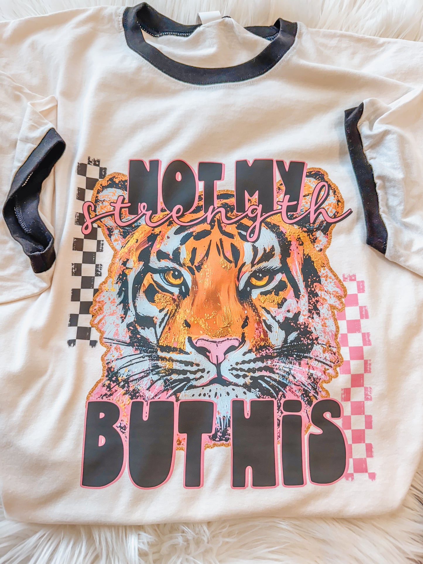 Not my strength but His Ringer Graphic Tee
