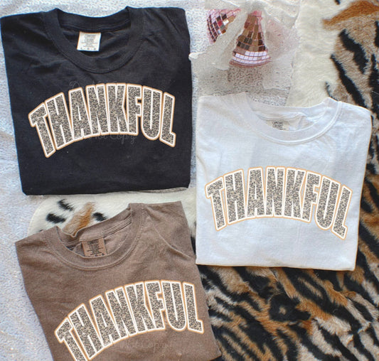 Thankful Leopard Varsity Tee